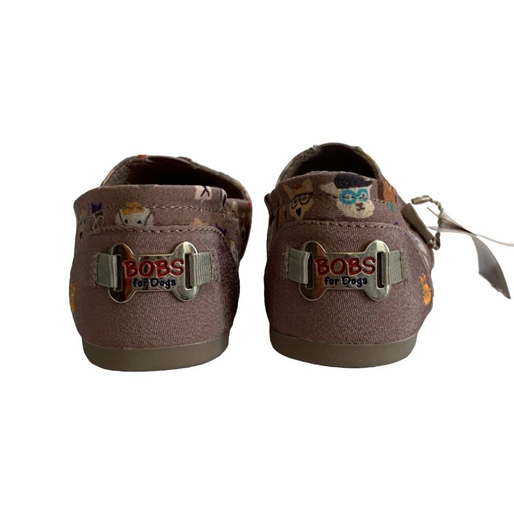 NWT BOBS FROM SKECHERS Womens Grey Plush Pups Smarts Dog Print Slip-ons Sz 5 - Picture 5 of 7